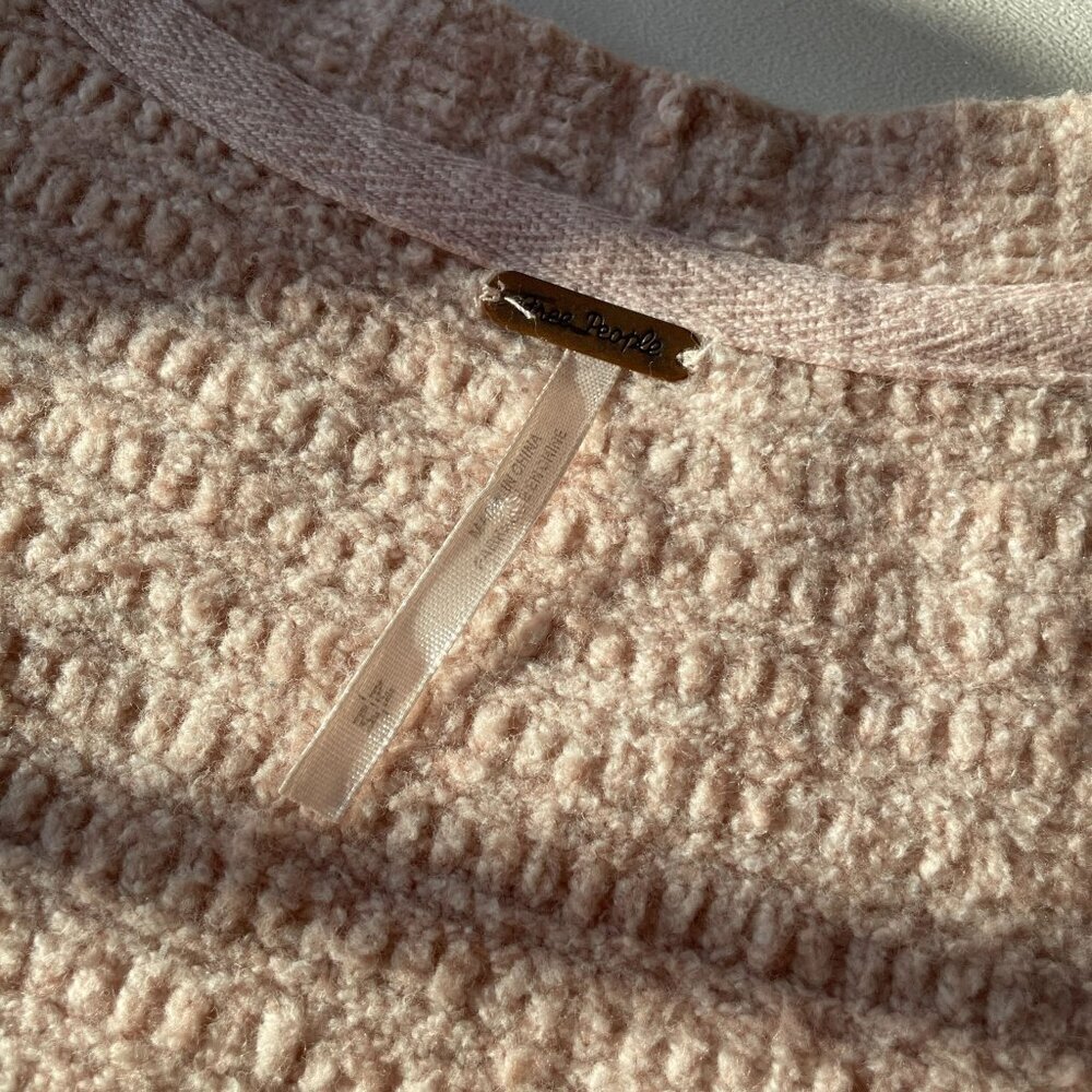 Free People Heart It Lace Up Oversized Sweater Tunic Dress in Ballet Pink SZ M - Picture 7 of 12